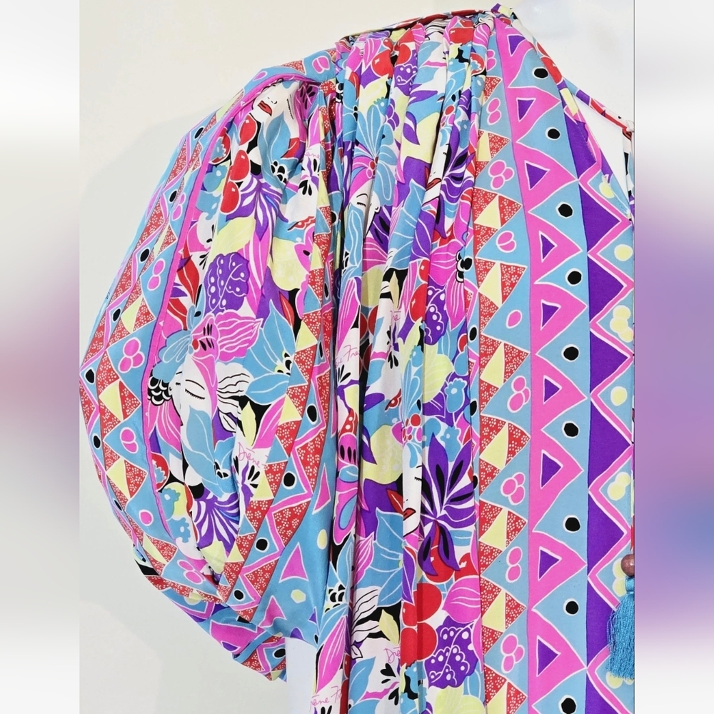 RARE Vintage SILK Diane Freis face and fruit dress maximalism statement designer